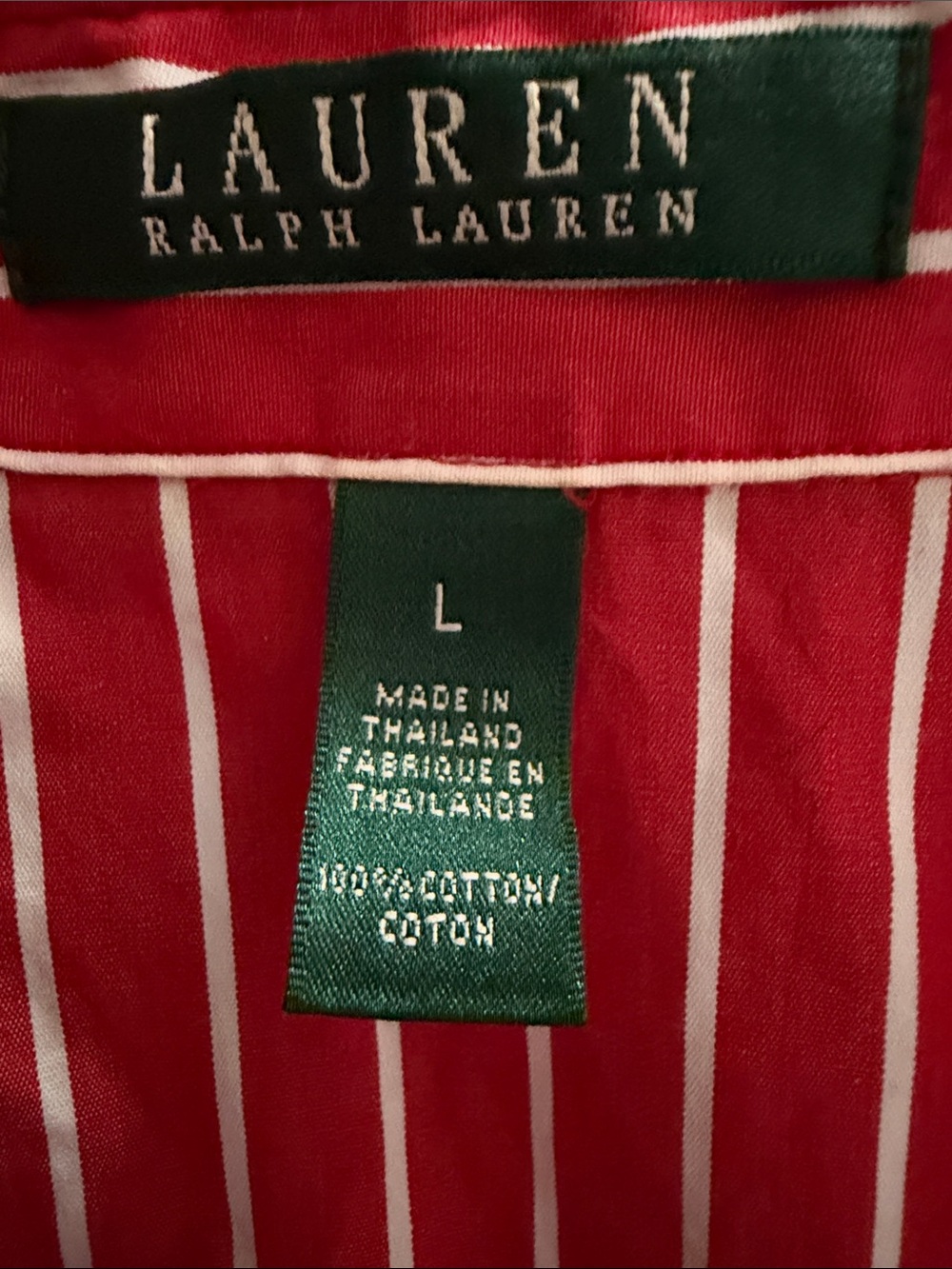 Lauren Ralph Lauren red and white striped blouse size Large - Picture 4 of 8